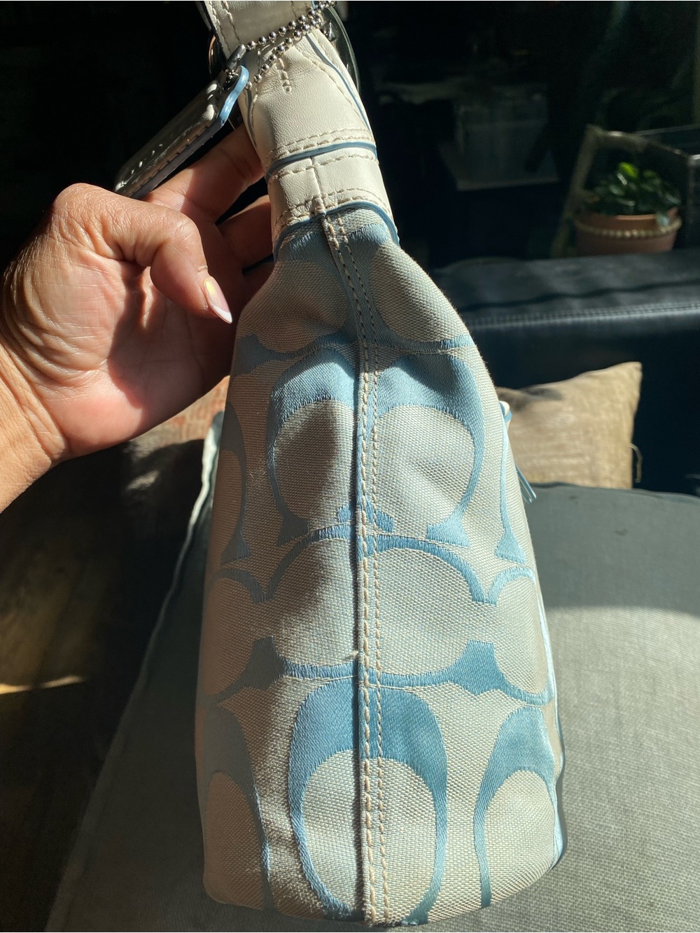 Coach Light Blue Signature Canvas Bucket Shoulder Bag - Picture 4 of 12